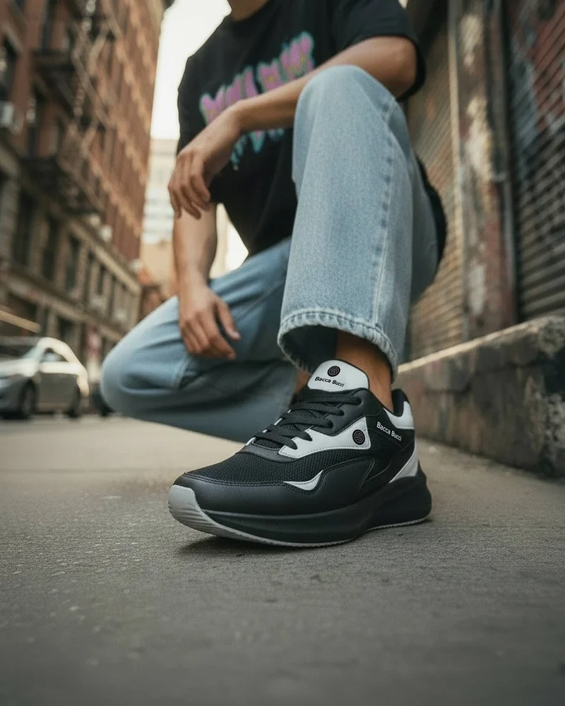 Bacca Bucci Black and White Jump Gym Shoes with Padded Insocks for Men | Best Price UAE